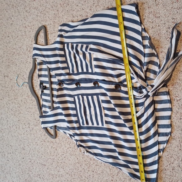 Ana Blue and White Striped Women's Top Small - Picture 9 of 9